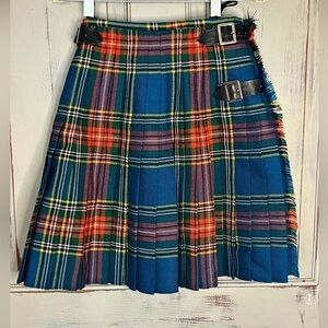 Vintage Scottish Tartan Plaid wool kilt skirt